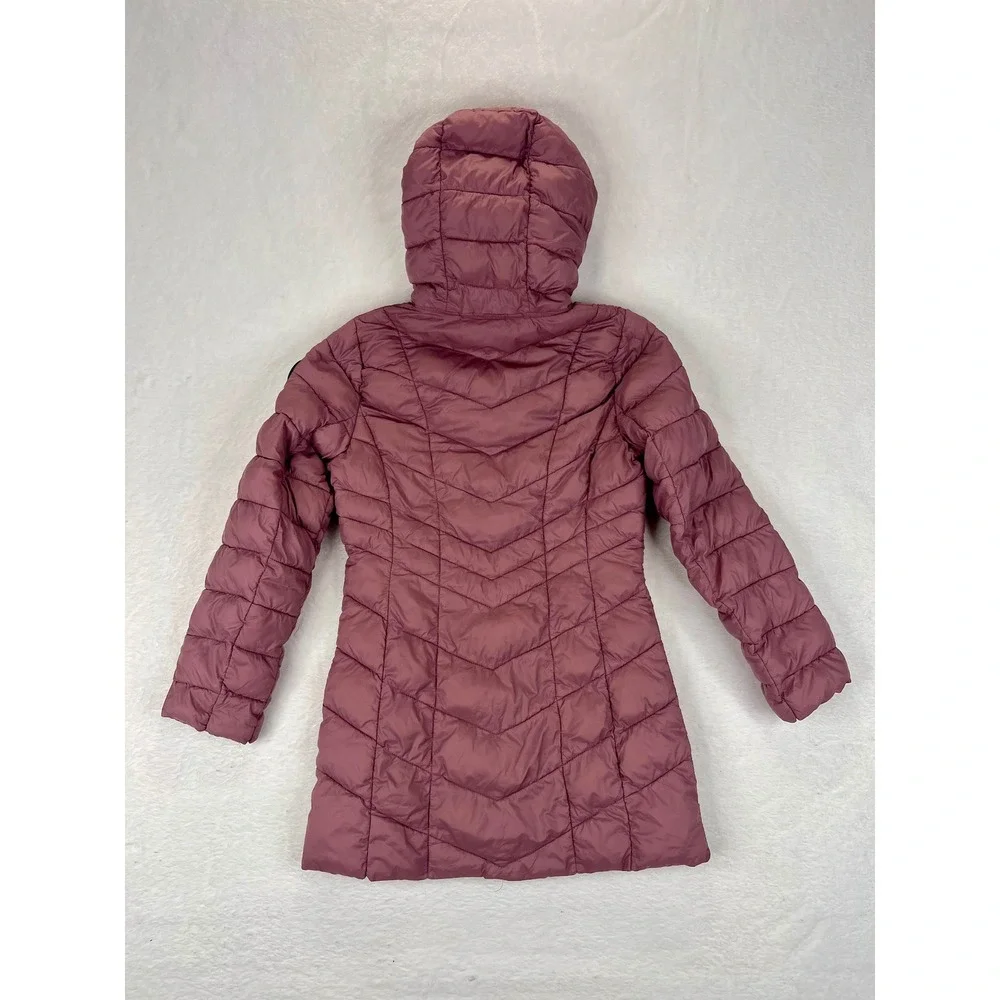 Reebok Girls Lightweight Dusty Pink Puffer Coat‎ Hooded Jacket Size S 7-8